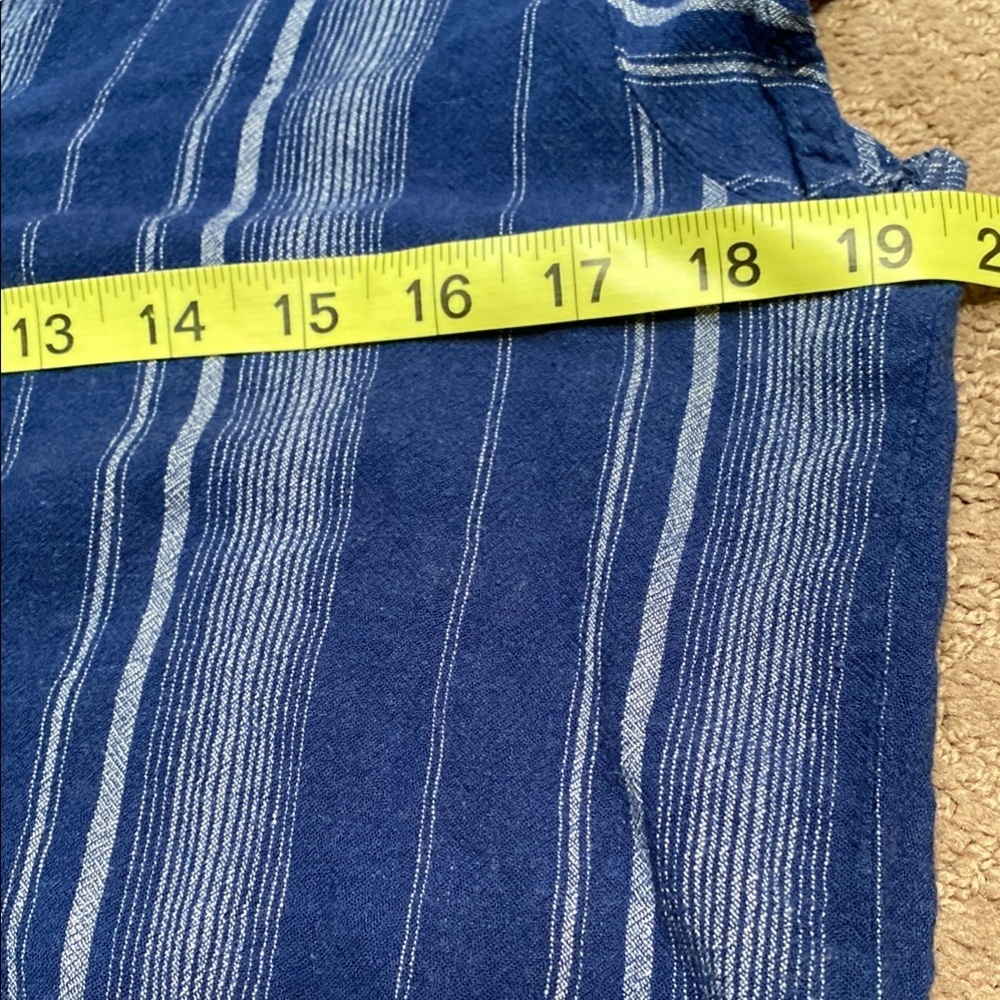 Harper Blue Flutter Sleeve Linen Blend Blouse with Tie Front Spring Summer - Picture 6 of 10